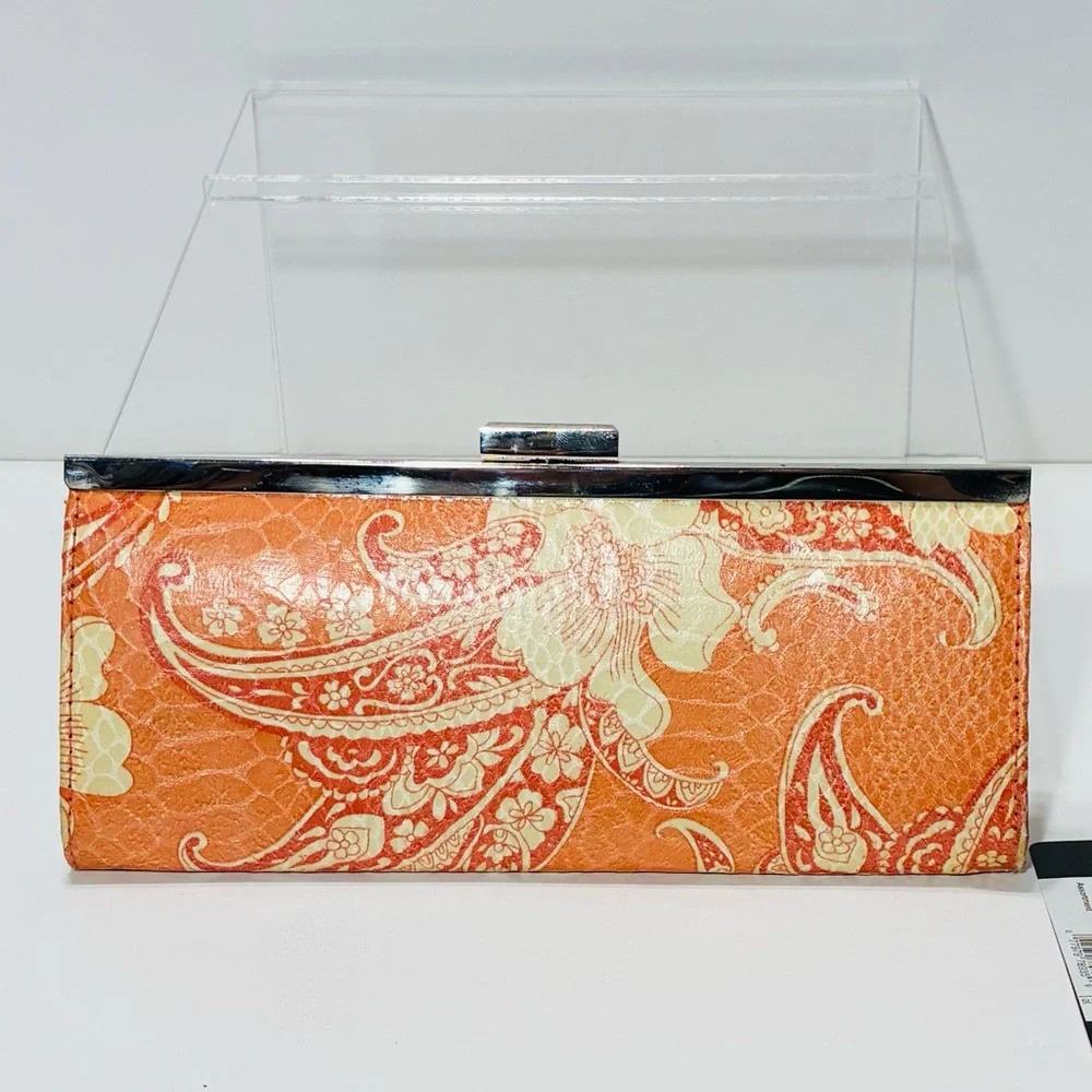 NWT Y2K New Directions Reptile Texture Coral Paisley Wallet Clutch 8x4